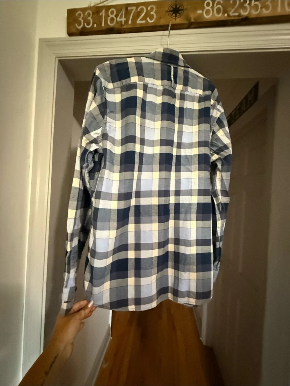 Banana Republic Blue and White Plaid Button-Down Shirt